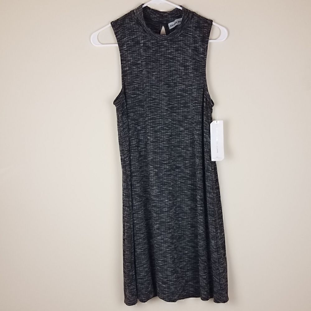 Almost Famous Black Marled Sleeveless Mock Neck Dress